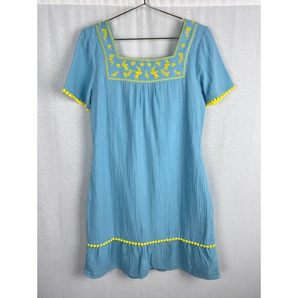 Boden Dress Bernadette Embroidered Blue Mini Beachy Coastal Summer Resort Cruise - Picture 7 of 9